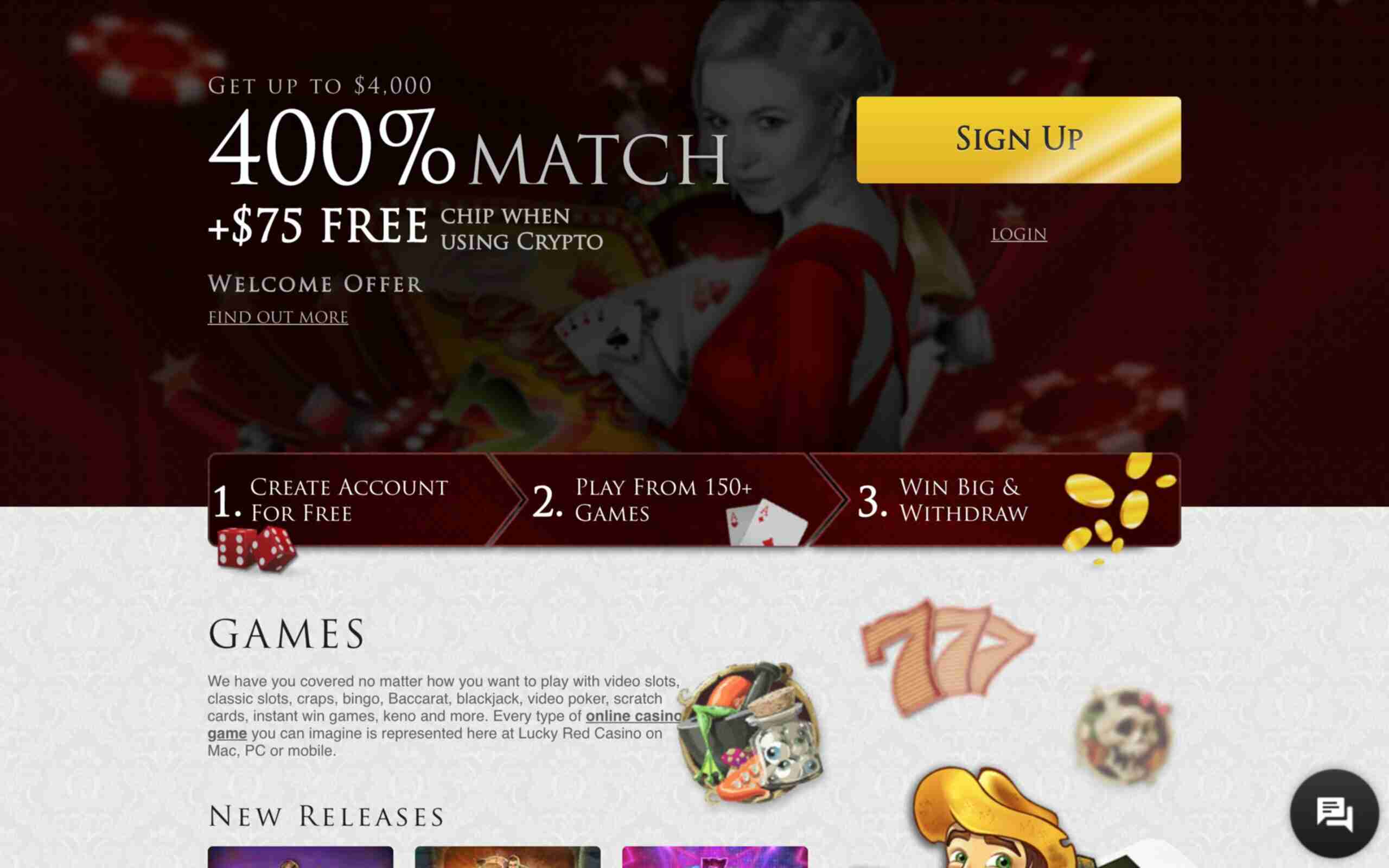 Lucky Red Casino homepage