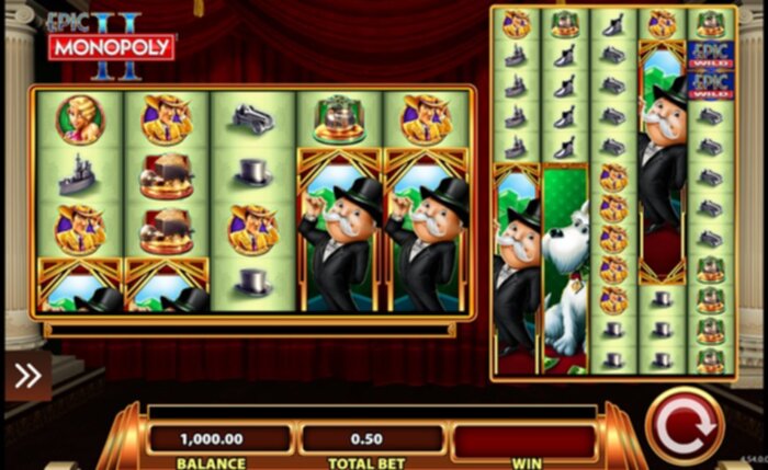 Epic Money slots screenshot with Mr Monopoly