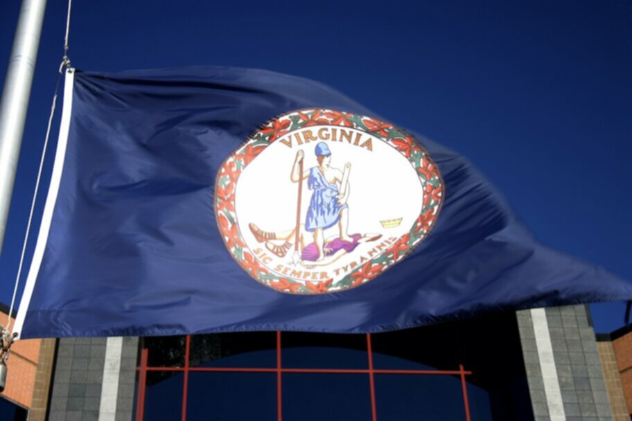 virginia state flag blowing in wind