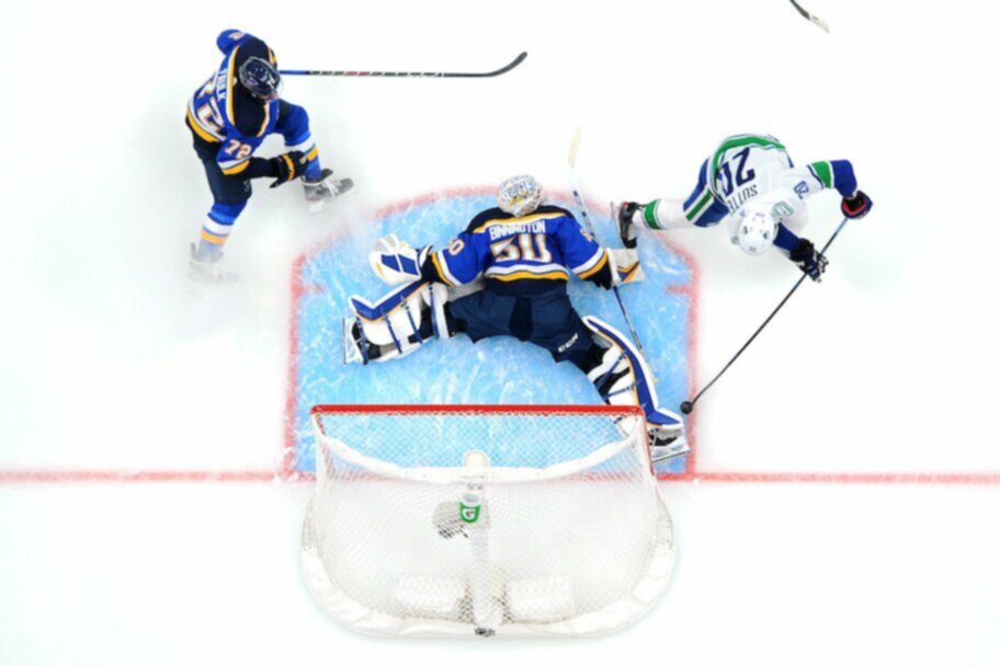 aerial view of Vancouver Canucks v St Louis Blues nhl game