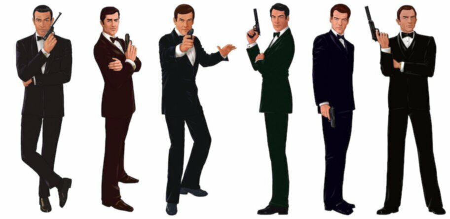 james bond with gun in multiple poses