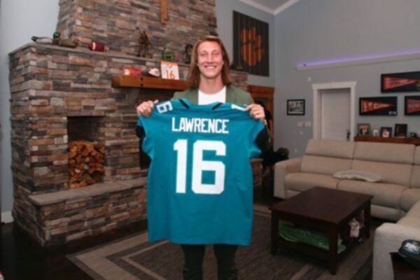 trevor lawrence qb with jaguars jersey after nfl draft