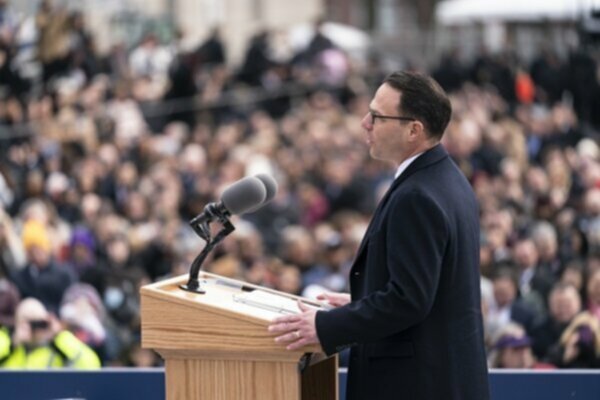 Josh Shapiro speaks to crowd as Pennsylvania governor