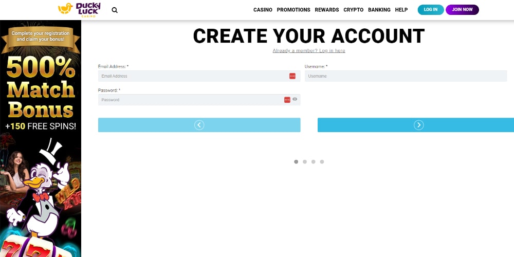 Welcome Bonus Registration Step 1