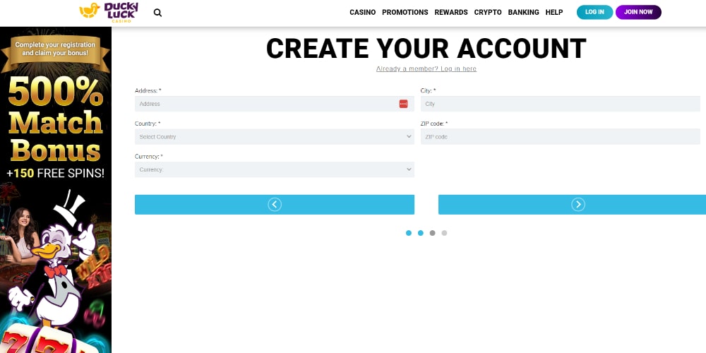 Welcome Bonus Registration Step 3