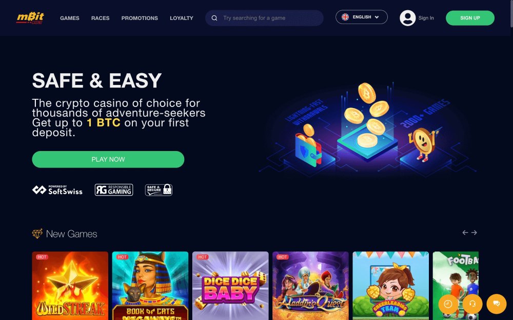 mBit Casino homepage